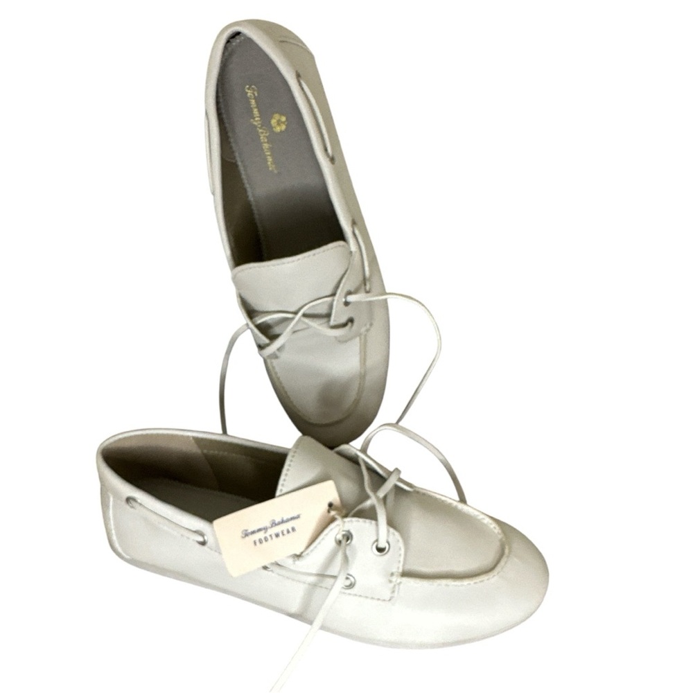 Tommy Bahama Women’s White Leather Boat Shoes Size 10 | Casual Nautical